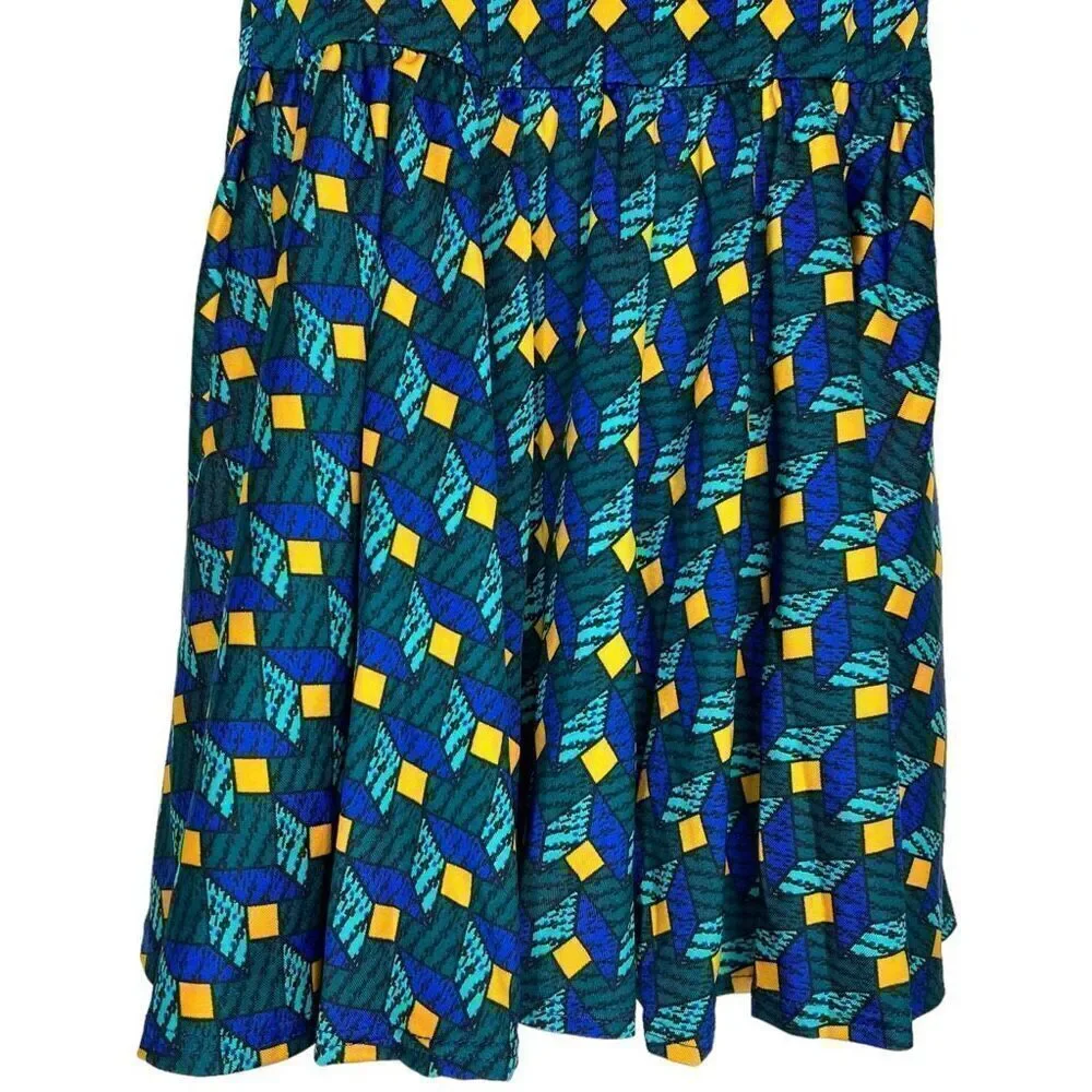 NEW Dot Dot‎ Smile Teal and Blue Geometric Cap Sleeve Dress 2T